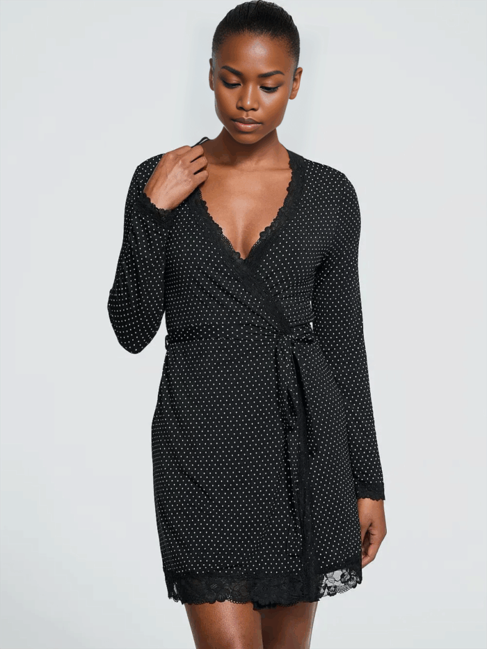 Халат трикотажний Victoria's Secret Modal Lace-Trim Robe - Зображення 1