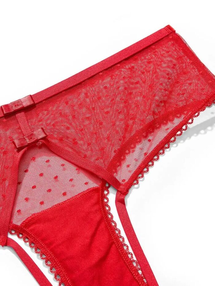 Открытые трусики чики Victoria's Secret Sheer Dotted Mesh Open Back Cheeky Panty — изображение 4