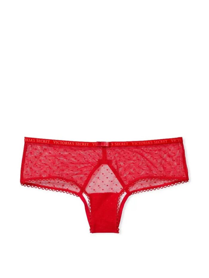 Открытые трусики чики Victoria's Secret Sheer Dotted Mesh Open Back Cheeky Panty — изображение 3