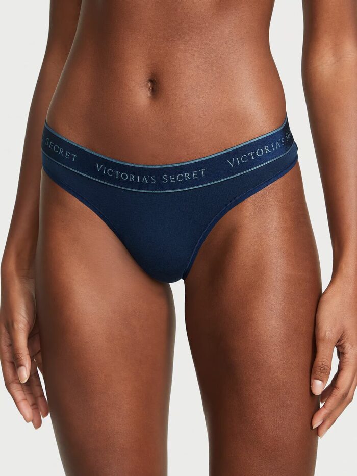 Бавовняні трусики тонг Victoria's Secret Logo Cotton Thong Panty - Зображення 1