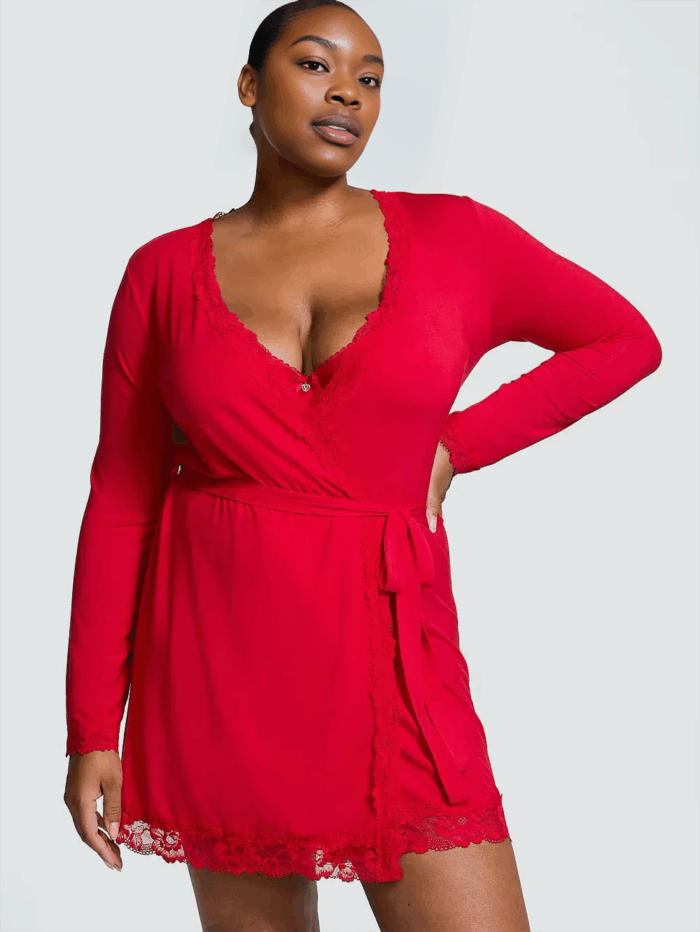 Халат трикотажний Victoria's Secret Modal Lace-Trim Robe - Зображення 1