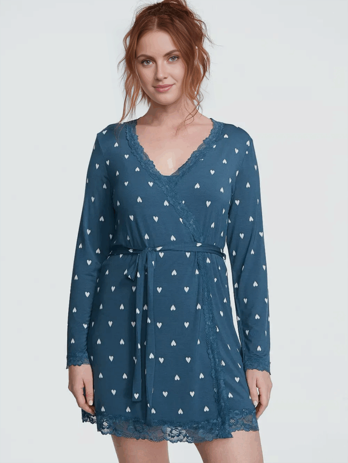 Халат трикотажний Victoria's Secret Modal Lace-Trim Robe - Зображення 1