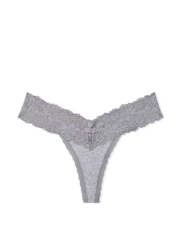Бавовняні трусики тонг PINK Wink Lace-Trim Thong Panty - Зображення 3