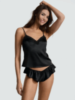 Комплект для сну Victoria's Secret Tease Satin Lace-Trim Cami & Flutter Shorts