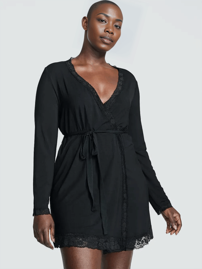 Халат трикотажний Victoria's Secret Modal Lace-Trim Robe — изображение 2