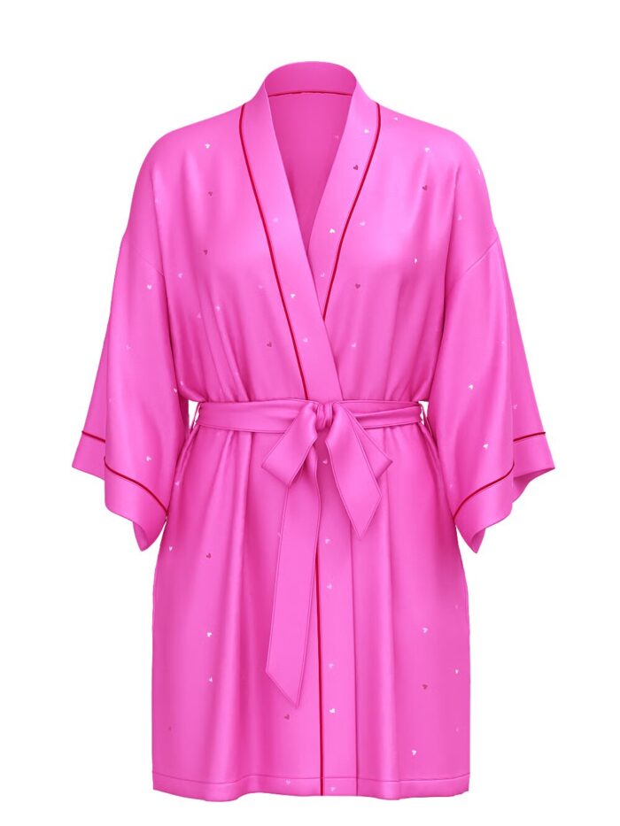 Атласний халат Victoria's Secret Glazed Satin Dew Drop Heart Short Robe - Зображення 3