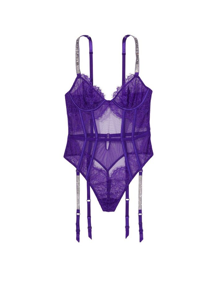 Боді з підв'язками Victoria's Secret Shine Strap Lace Teddy with Garters - Зображення 3