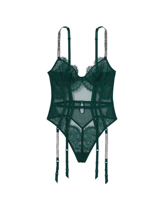 Боді з підв'язками Victoria's Secret Shine Strap Lace Teddy with Garters - Зображення 3