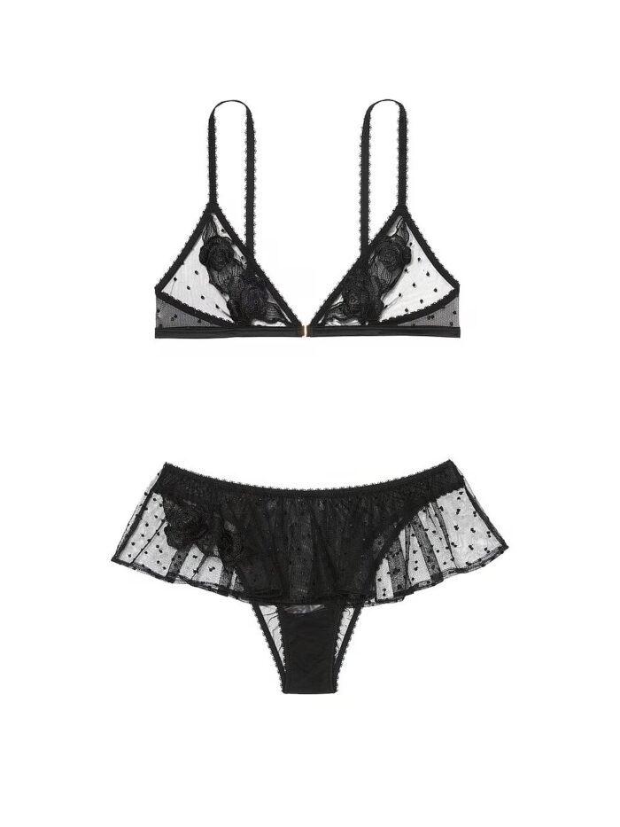 Комплект Victoria's Secret Sheer Rose Dot Triangle Bralette & Flutter Panty Set - Зображення 4