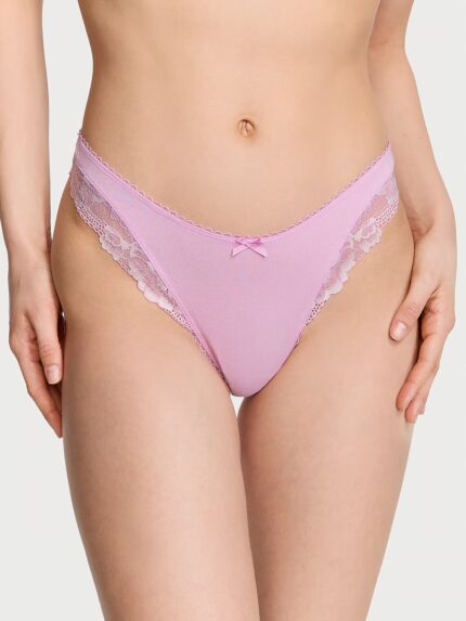 Бавовняні трусики Victoria's Secret Stretch Cotton Scatter High-Leg Scoop Thong Panty
