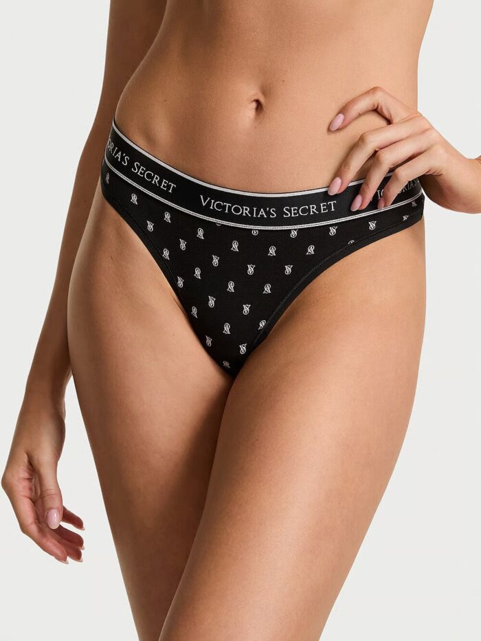 Бавовняні трусики тонг Victoria's Secret Logo Cotton Thong Panty - Зображення 1