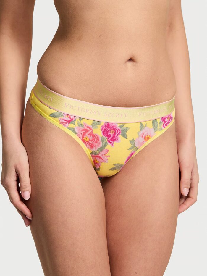 Бавовняні трусики тонг Victoria's Secret Logo Cotton Thong Panty - Зображення 1