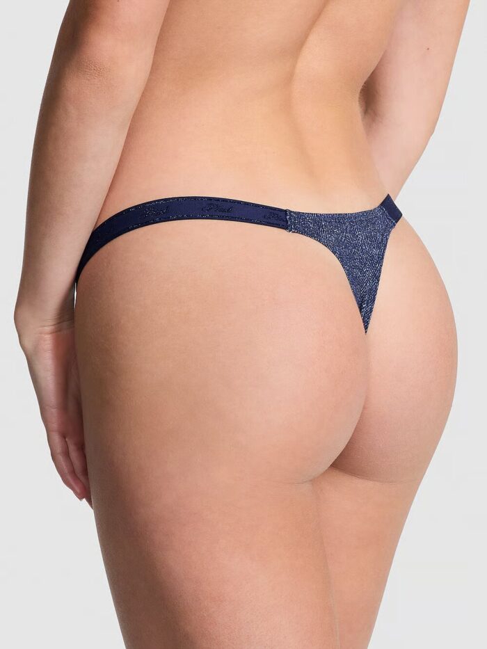 Бавовняні трусики тонг PINK Logo Cotton Micro Thong Panty - Зображення 2