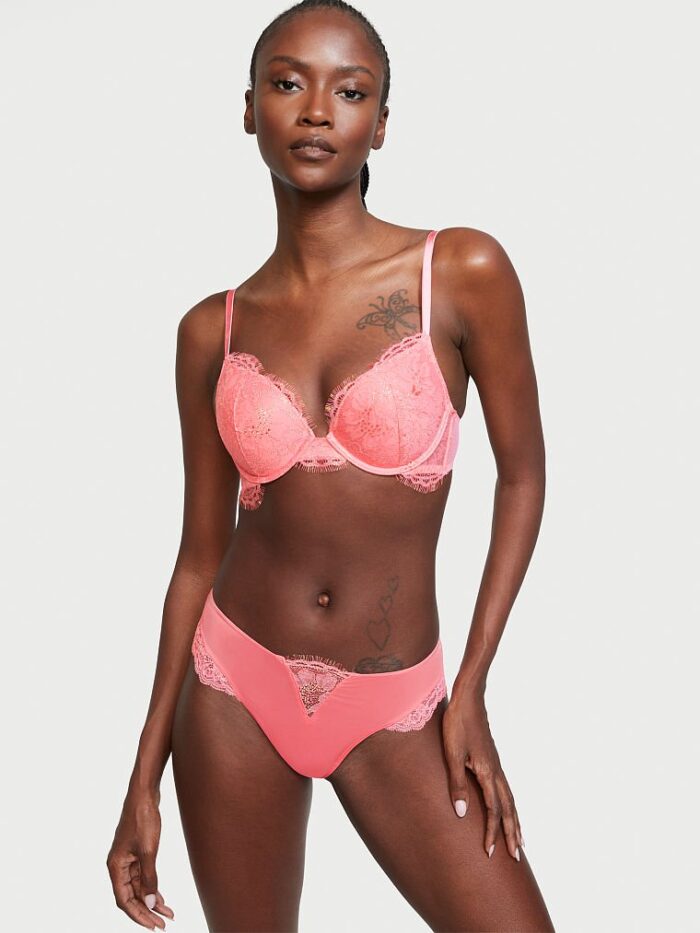 Трусики тонг Victoria's Secret Micro Lace Inset Thong Panty — изображение 1