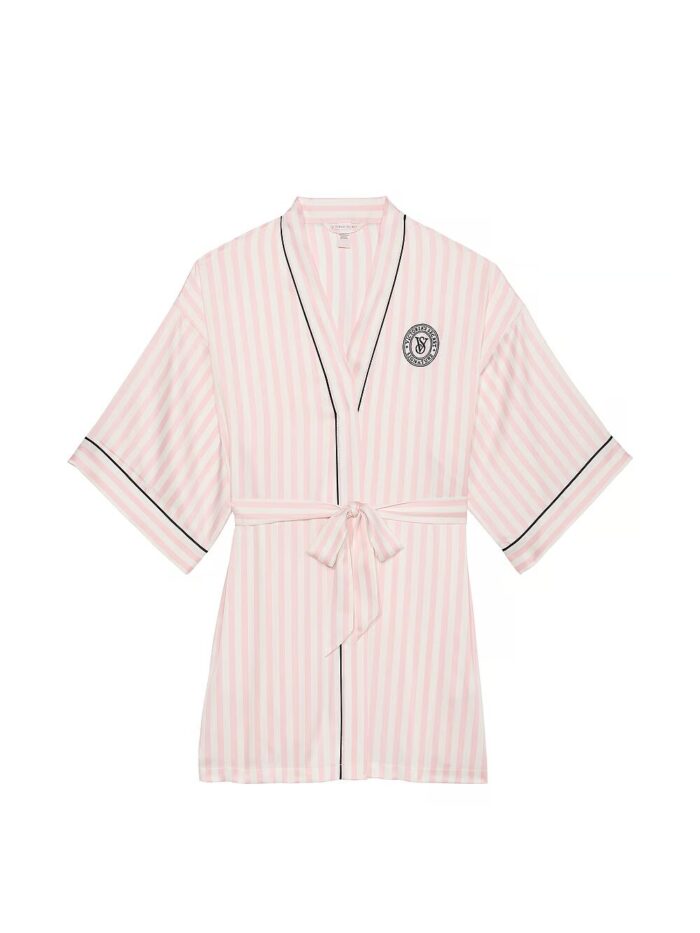 Атласний халат-кімоно Victoria's Secret Satin Short Piped Robe - Зображення 3