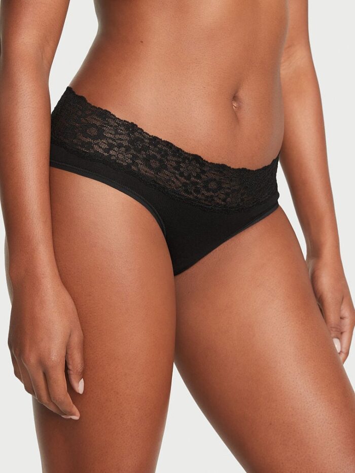 Бавовняні трусики хіпхагер Victoria's Secret Lace Waist Cotton Hiphugger Panty - Зображення 1