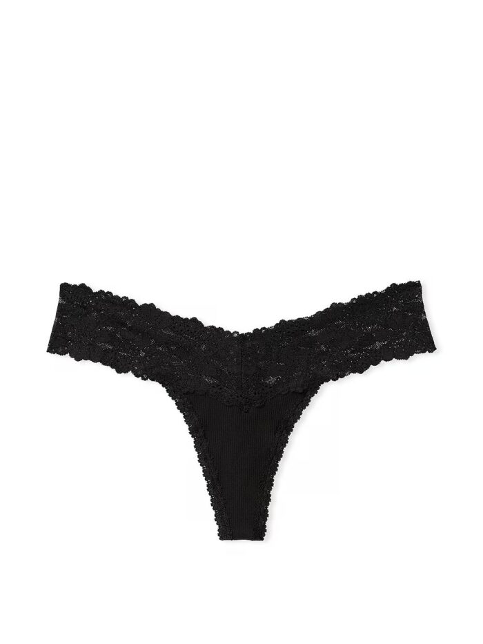 Бавовняні трусики тонг PINK Wink Lace-Trim Thong Panty - Зображення 3
