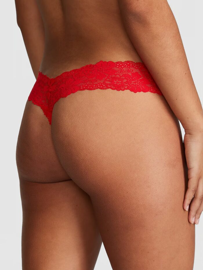 Бавовняні трусики тонг PINK Wink Lace-Trim Thong Panty - Зображення 2