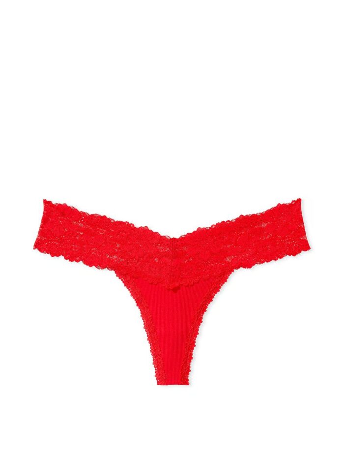 Бавовняні трусики тонг PINK Wink Lace-Trim Thong Panty - Зображення 3