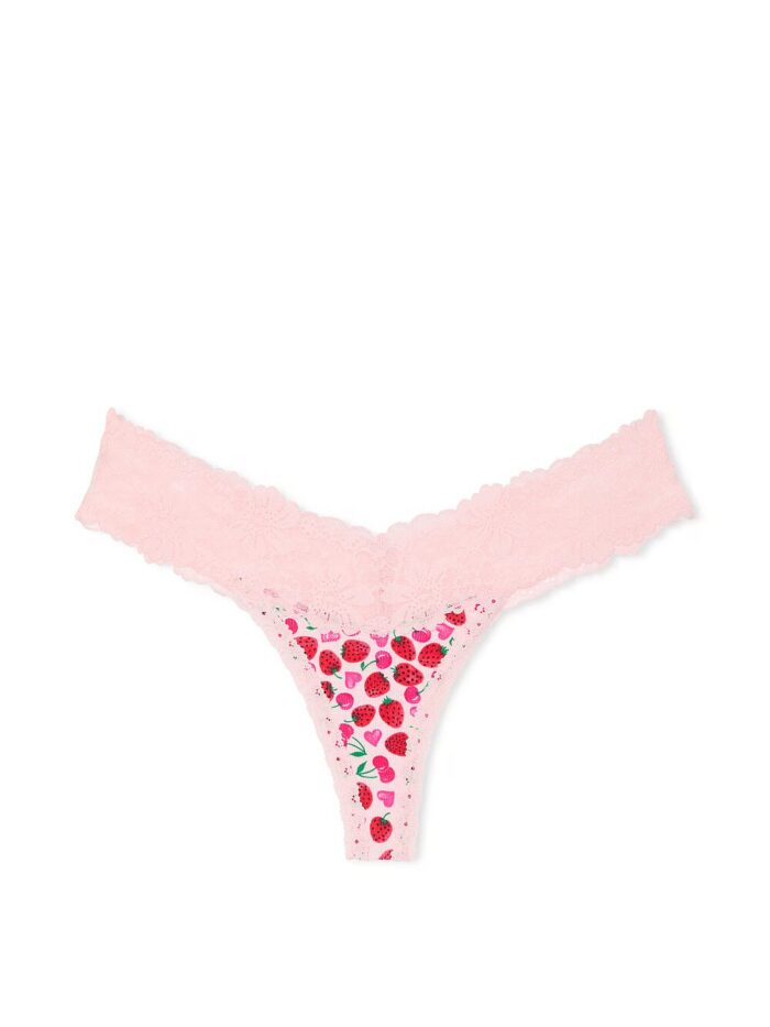 Бавовняні трусики тонг PINK Wink Lace-Trim Thong Panty - Зображення 3