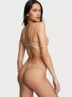 Бавовняні трусики тонг Victoria's Secret Lace-Waist Cotton Thong Panty - Зображення 3