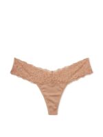 Бавовняні трусики тонг Victoria's Secret Lace-Waist Cotton Thong Panty