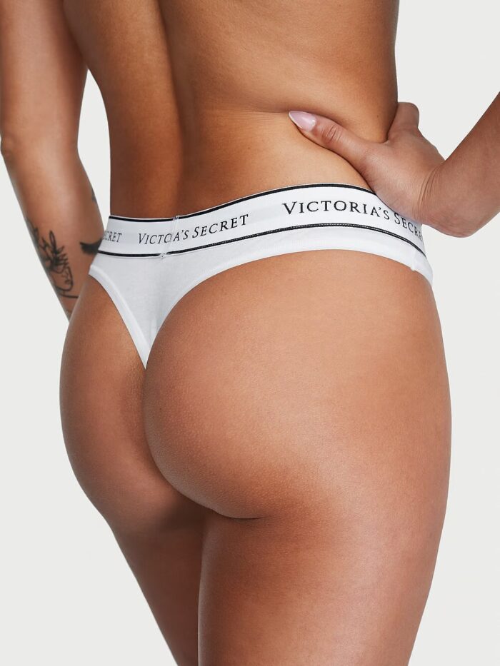 Бавовняні трусики тонг Victoria's Secret Logo Cotton Thong Panty - Зображення 2