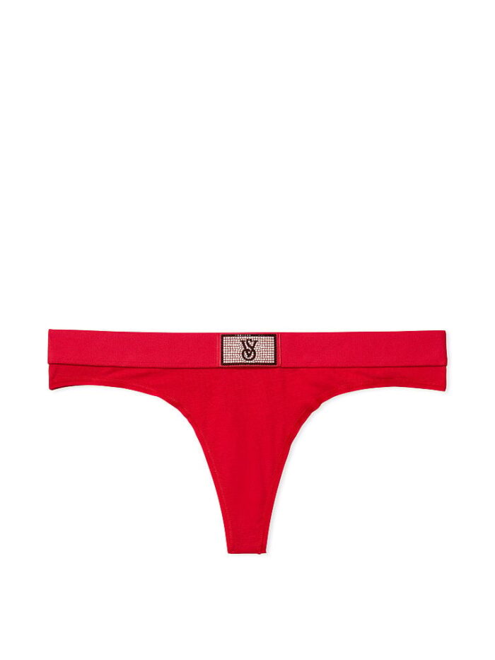 Бавовняні трусики Victoria's Secret Cotton Shine Patch Thong Panty (червоні) — изображение 3