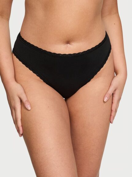 Бавовняні трусики Victoria's Secret Lace-Trim Cotton High-Leg Brief Panty