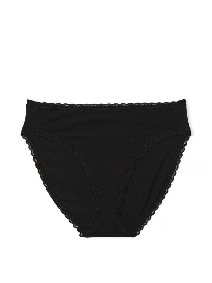 Бавовняні трусики Victoria's Secret Lace-Trim Cotton High-Leg Brief Panty - Зображення 3
