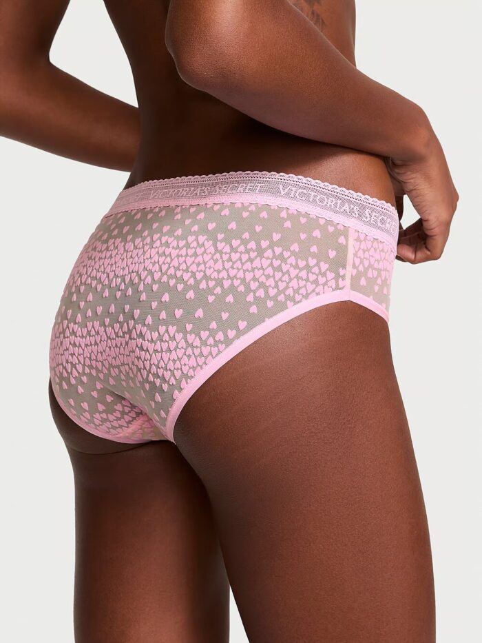Мереживні трусики Victoria's Secret Logo Flocked Hearts Hiphugger Panty - Зображення 2