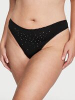Бавовняні трусики Victoria's Secret Stretch Cotton Scatter Shine High-Leg Scoop Thong Panty