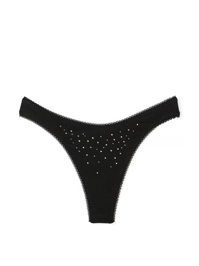 Бавовняні трусики Victoria's Secret Stretch Cotton Scatter Shine High-Leg Scoop Thong Panty - Зображення 3