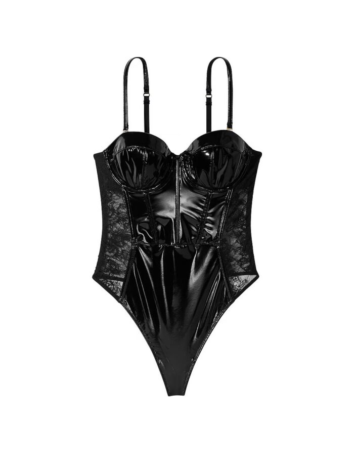 Боді балконет зі штучної лакованої шкіри Victoria's Secret Very Sexy VERY SEXY Faux Patent Leather Lace Balconette Teddy — изображение 3