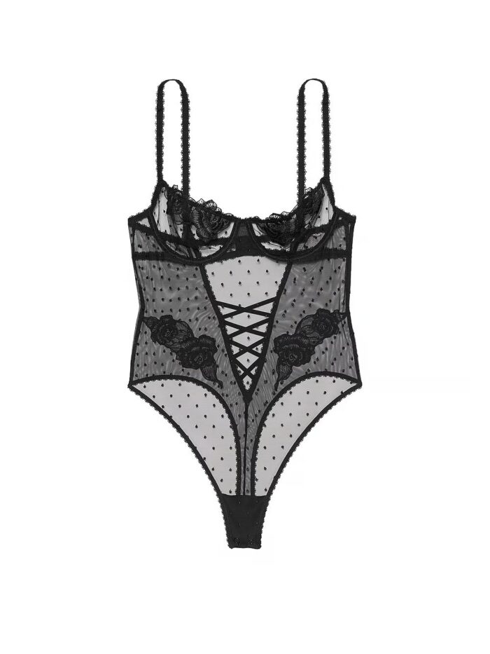 Боді Victoria's Secret Very Sexy Sheer Rose Dot Unlined Balconette Teddy - Зображення 4