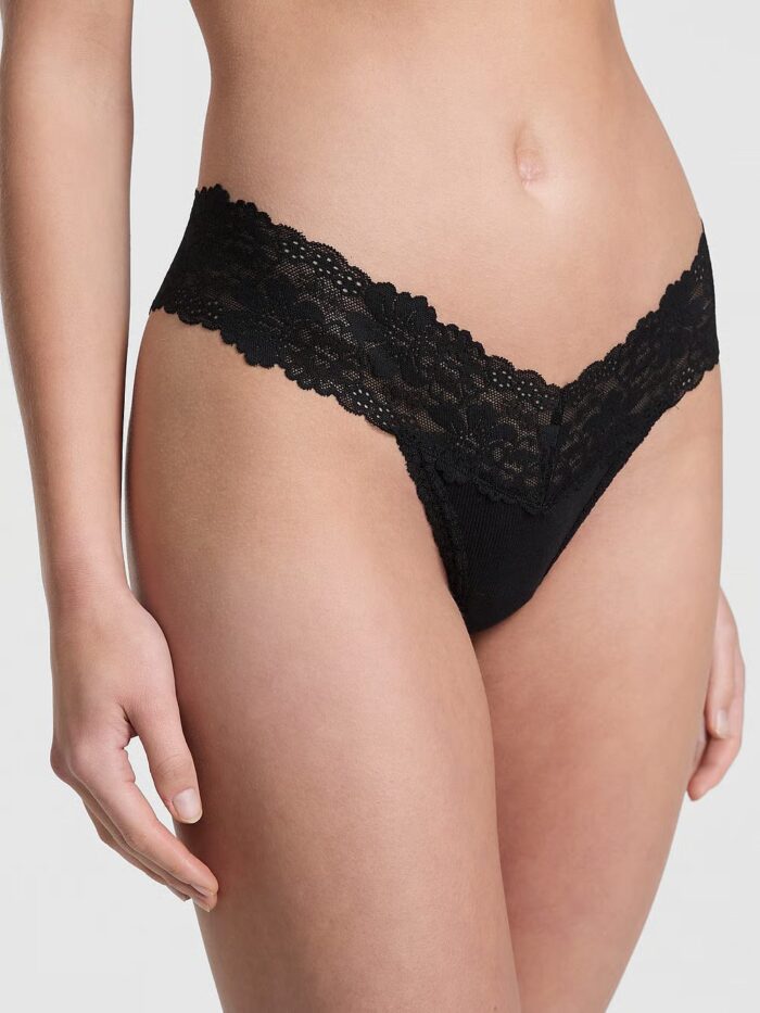 Бавовняні трусики тонг PINK Wink Lace-Trim Thong Panty — изображение 1