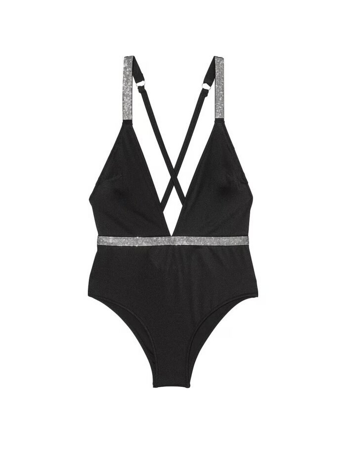 Cуцільний купальник зі стразами Victoria's Secret Swim Shine Plunge One-Piece Swimsuit - Зображення 3