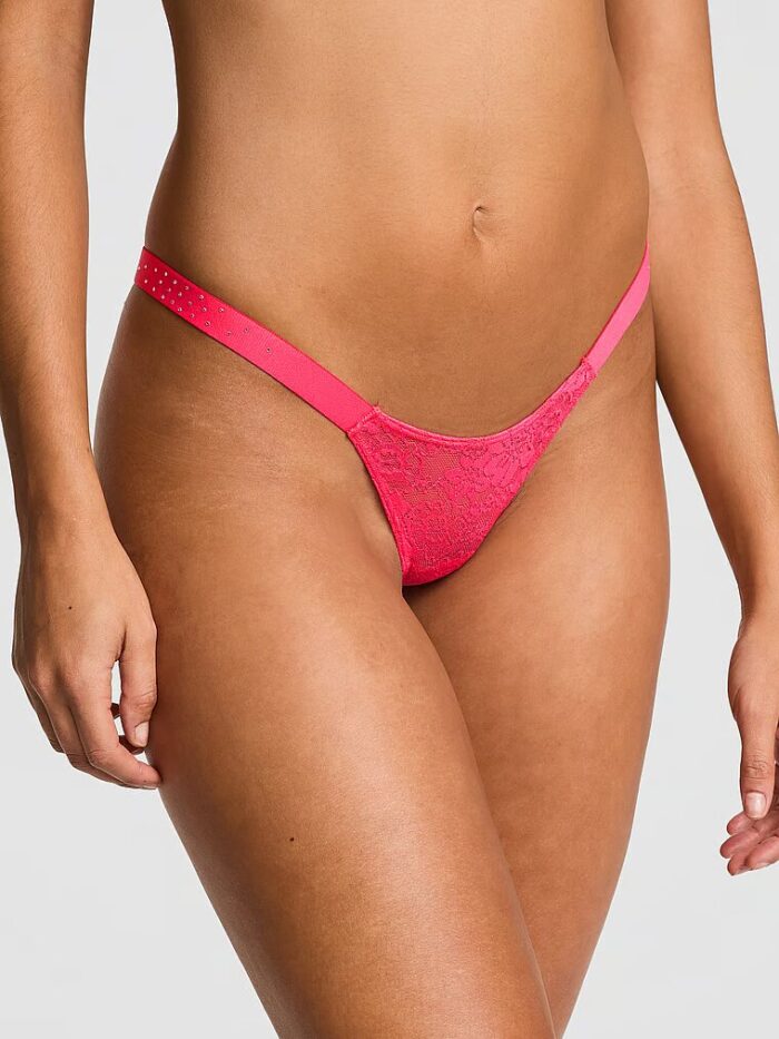 Мереживні трусики тонг PINK Wink Bling Lace Micro Thong Panty - Зображення 1