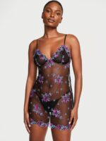 Пеньюар із сіточки з квітковою вишивкою SHEER MESH SLIP VICTORIA'S SECRET