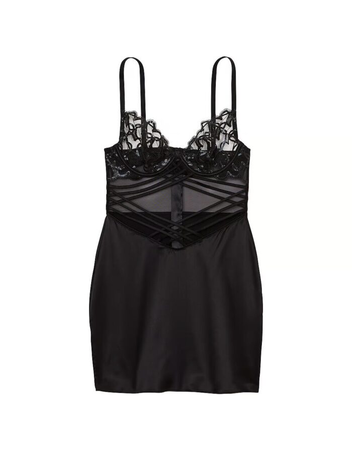 Пеньюар Victoria's Secret Shimmer Heart Embroidery Strappy Satin Slip - Зображення 3