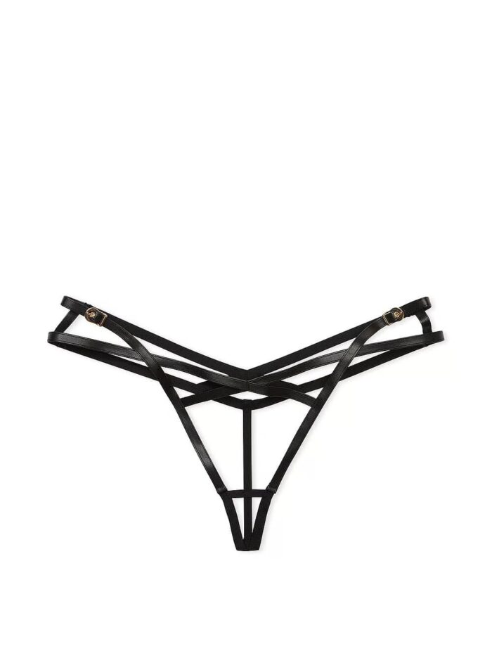 Відкриті трусики тонг Very Sexy Faux Leather High-Leg Crotchless Thong Panty - Зображення 3