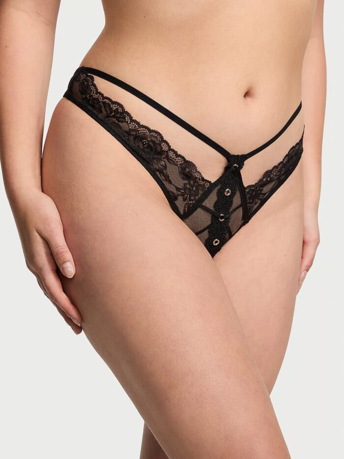 Відкриті трусики тонг Victoria's Secret Very Sexy Rose Lace & Grommet Crotchless Thong - Зображення 1