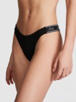 Бавовняні трусики тонг PINK Logo Cotton High-Leg Thong Panty