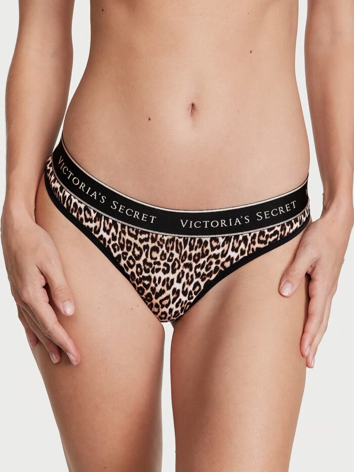 Бавовняні трусики тонг Victoria's Secret Logo Cotton Thong Panty - Зображення 1