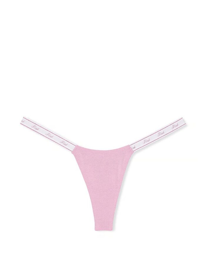 Бавовняні трусики тонг PINK Logo Cotton Micro Thong Panty - Зображення 3